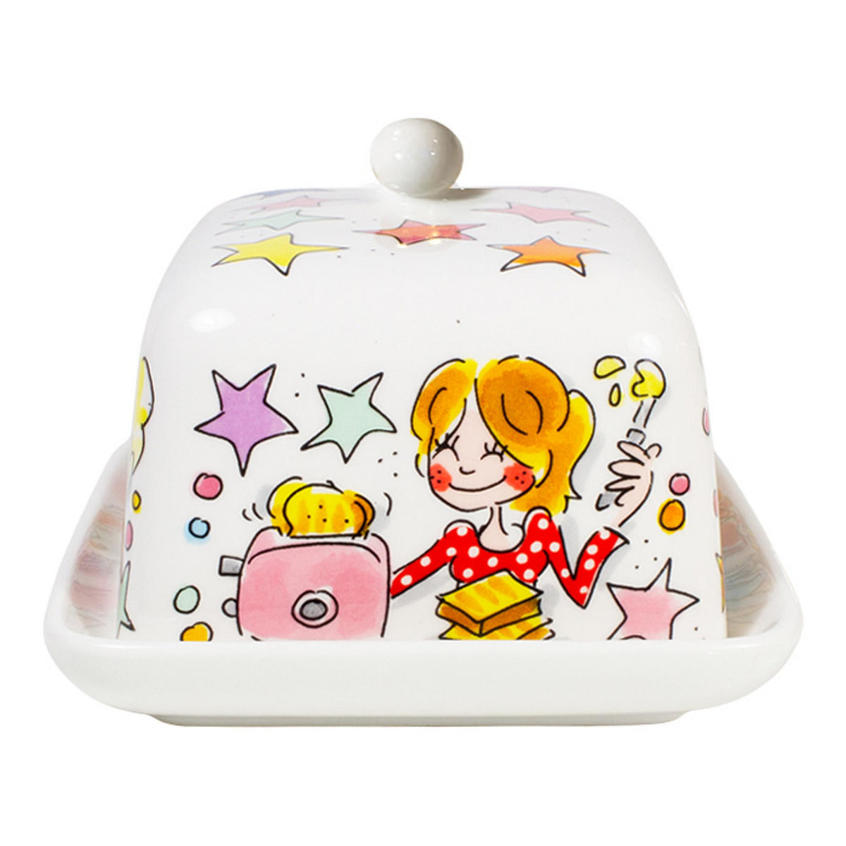 BUTTERDOSE Butter macht alles besser in Bunt - 16 x 11 x 10cm - Multicolor, Keramik (11/10/16cm) - Blond Amsterdam