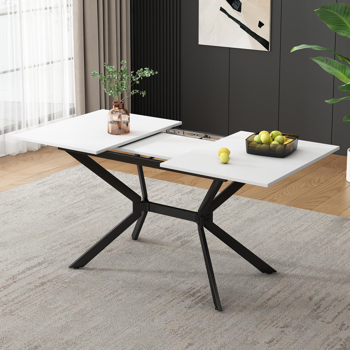 ESSTISCH 120/160/80 cm ausziehbar mit MDF-Tischplatte und Metallbeinen, Weiß - Weiß, Holzwerkstoff (160/75/80cm) - Redom