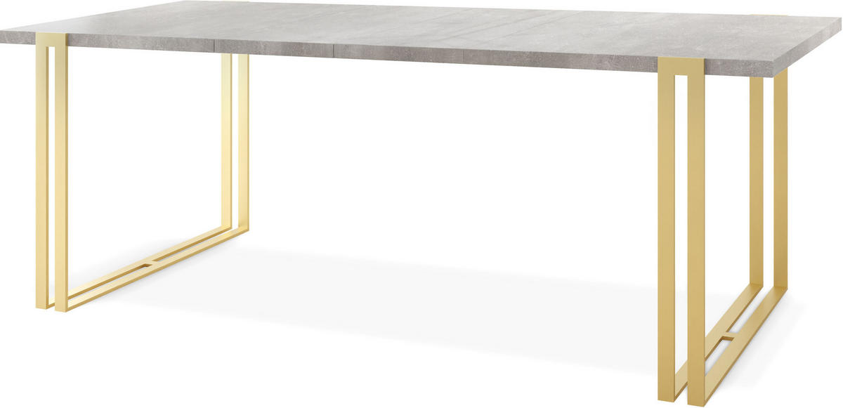 ESSTISCH Stella rechteckig ausziehbar, Grauer Beton 120-220 cm - Goldfarben/Hellgrau, Holzwerkstoff/Metall (120/80/76cm) - WFL GROUP