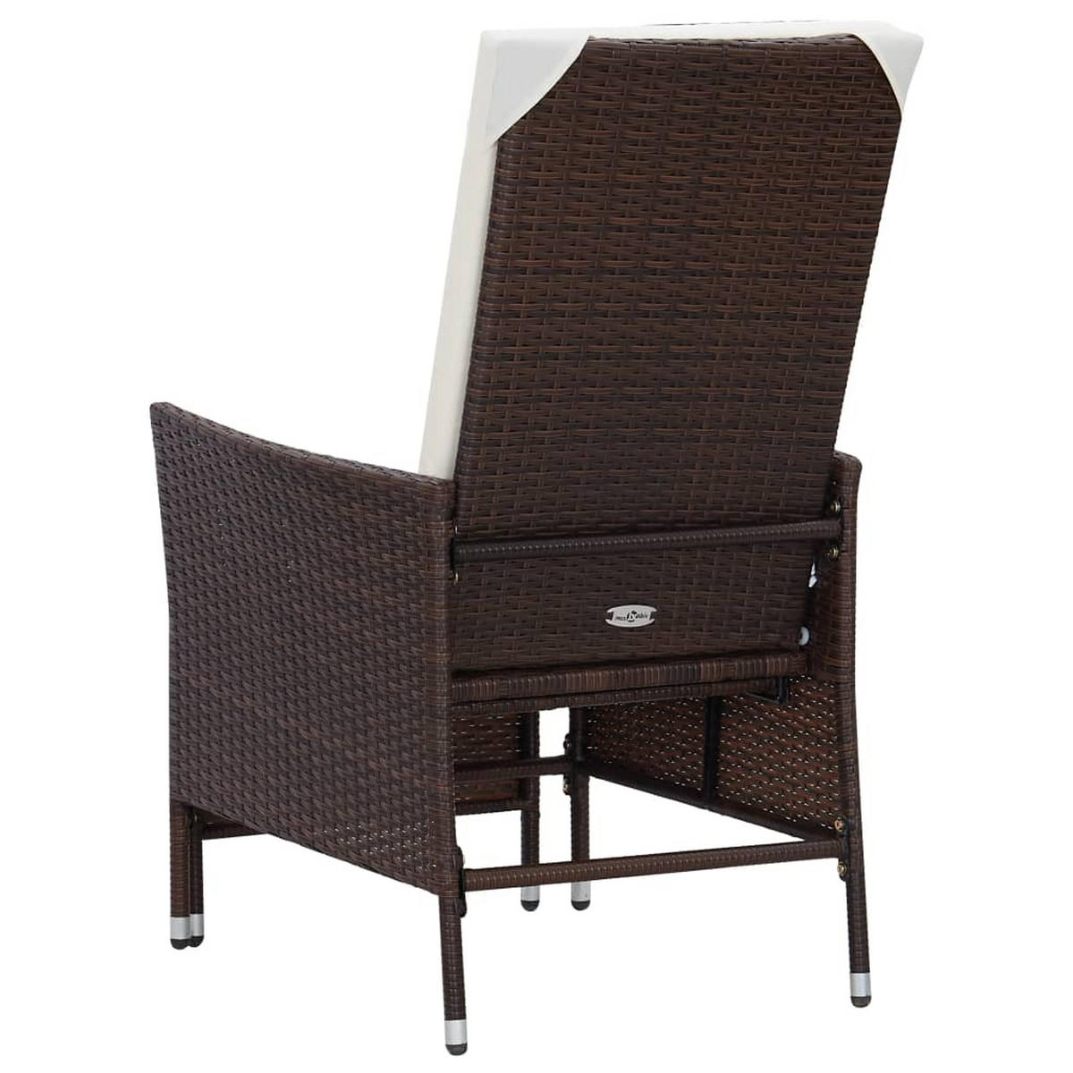 GARTENSTÜHLE mit Cremeweiß Kissen und Fußhocker, 62/131/106cm, aus Poly Rattan, Braun - Braun, Kunststoff (131/106/62cm) - vidaXL