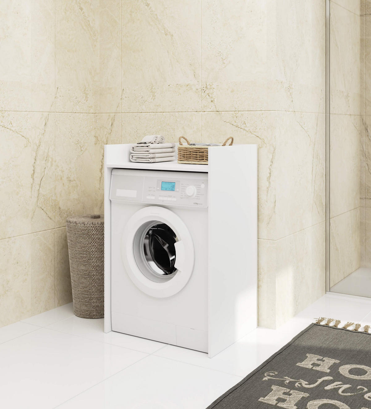 WASCHMASCHINENSCHRANK FIN, 50x64x98 cm, Weiß - Weiß, Holz (64/98/50cm) - Milordbikes