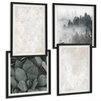 BILDER SET 4er Set - 50x50 cm & 40x60 cm Schwarzer Rahmen - Steinpastellmarmor - Schwarz, Kunststoff (50/50cm) - TULUP