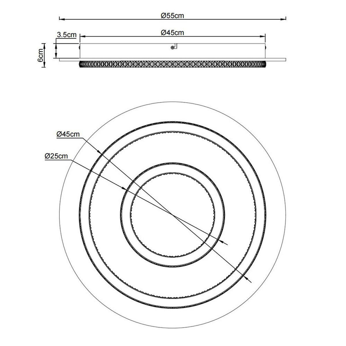 LED DECKENLEUCHTE Jayden Anthrazit Kristalle - Anthrazit, Metall (55/55/6cm) - Globo Lighting