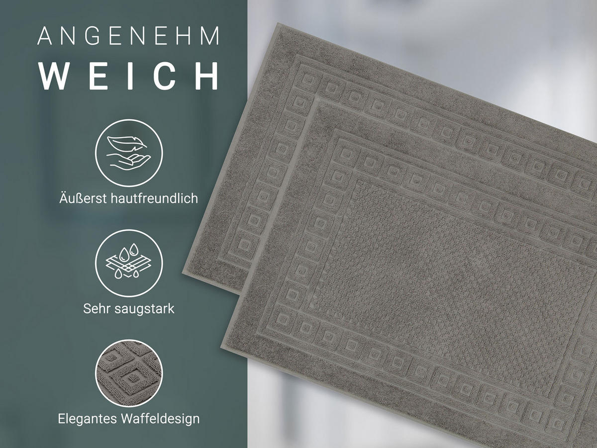 BADEMATTE, 2er-Set, 50x70 cm, 100% Baumwolle, Grau - Anthrazit, Textil (50/70cm) - Zollner