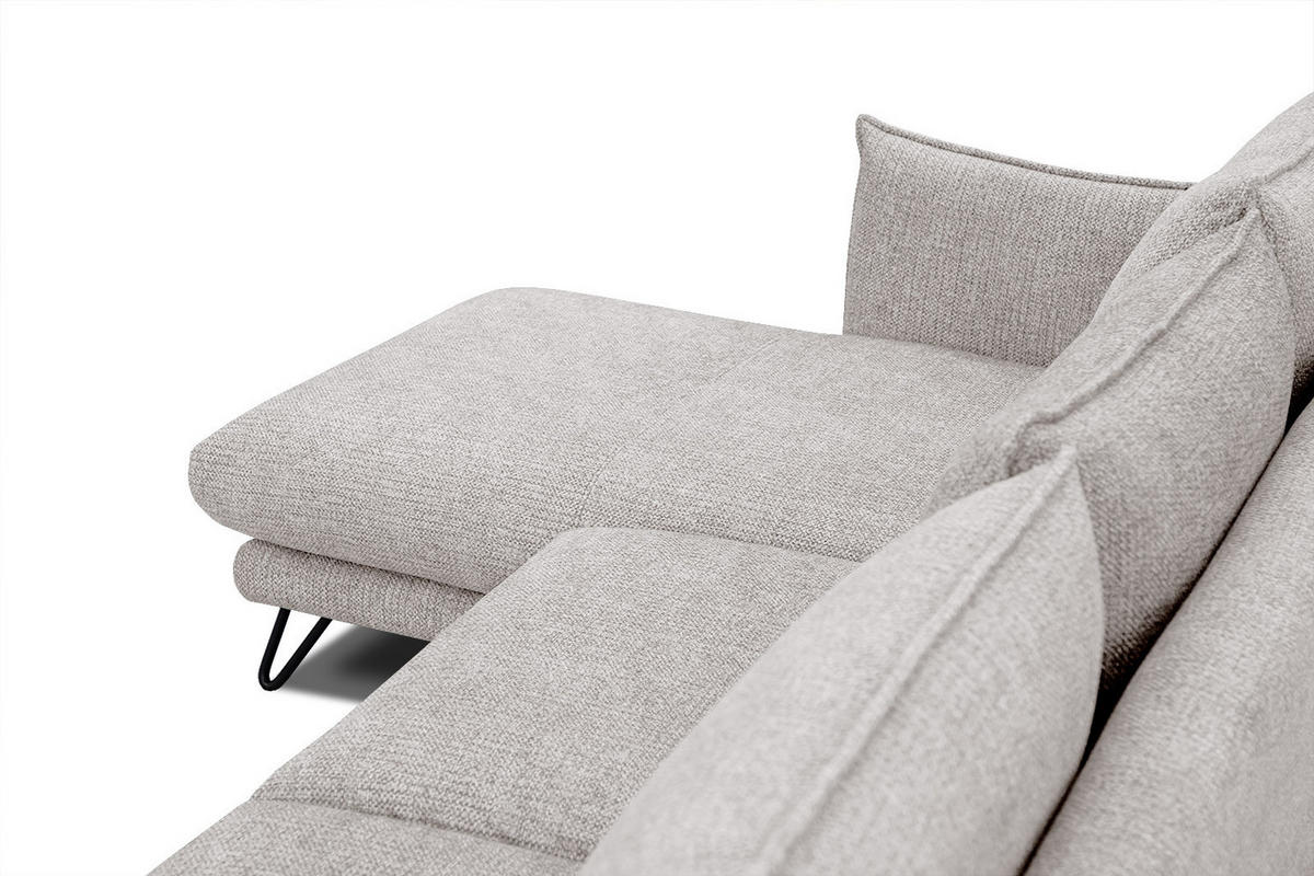 ECKSOFA HOSTEN 4-Sitzer, beige - Beige/Schwarz, Holzwerkstoff/Textil (158/269cm) - Courtois Laville