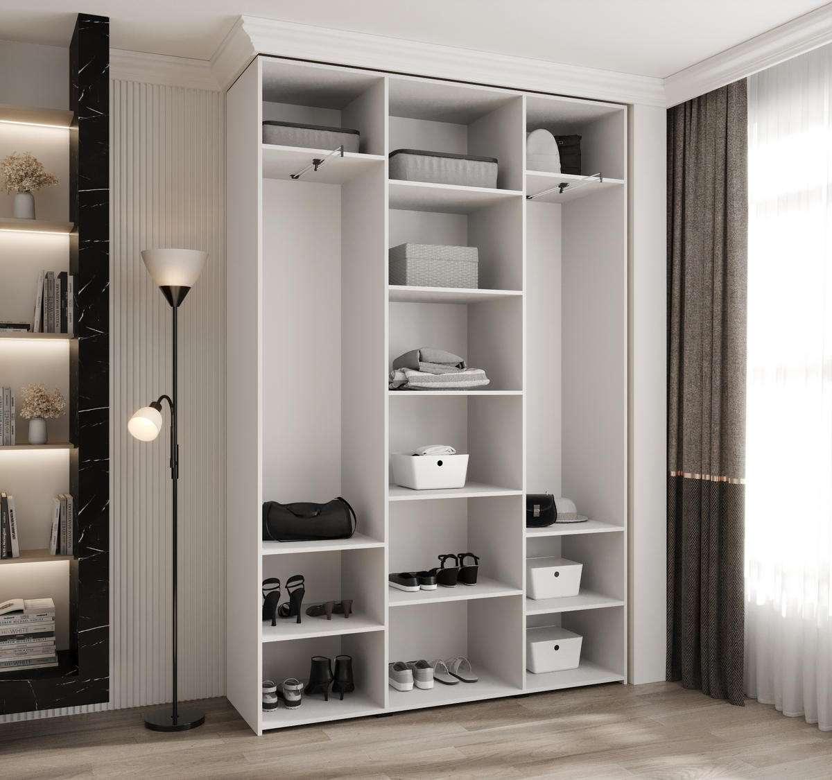 DREHTÜRENSCHRANK 245,5/160/40 3-türig - Schwarz/Weiß, Holz/Metall (160/245.5/40cm) - Abiks Möbel