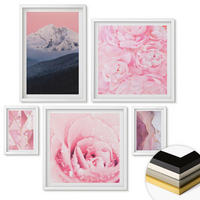 WANDBILDER 5er-Set - 50x50 cm & 20x30 cm & 40x60 cm Weißer Rahmen - Abstraktionen dekorativer Malerei - Weiß, Kunststoff (40/60cm) - ArtPrintCave