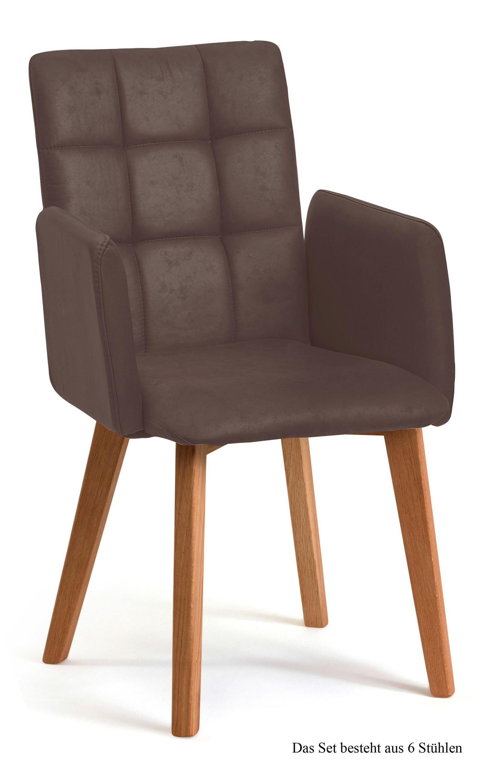 ARMLEHNSTUHL (6er-Set) Dareia 52x91x60 Eiche geölt/Braun - Eichefarben/Braun, Kunststoff (60/91/52cm) - 58aufmkessel
