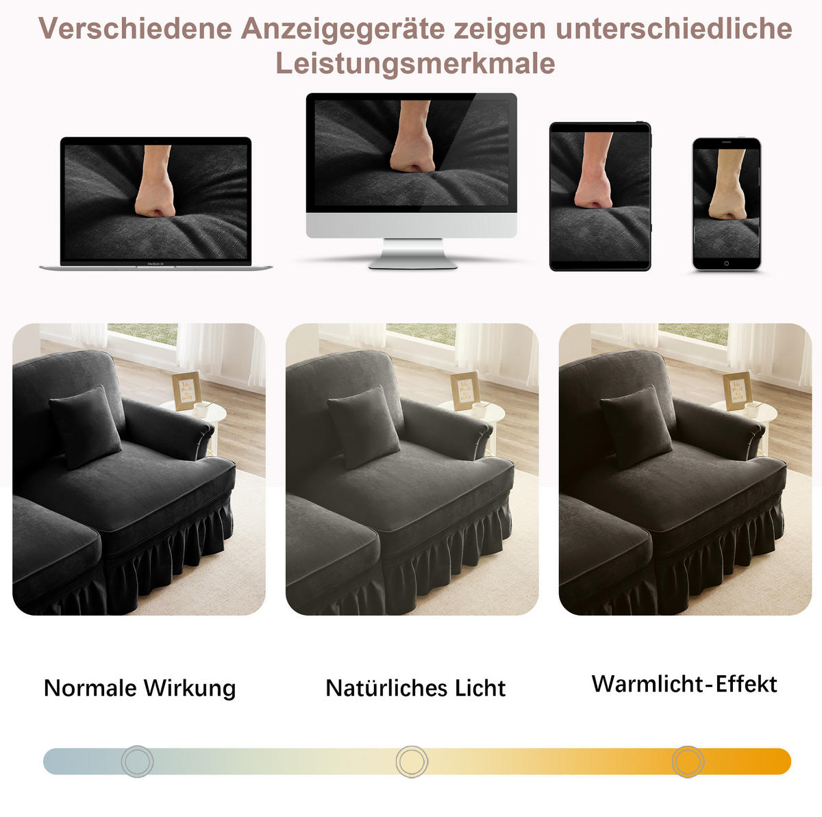 ECKSOFA 350/140/93 cm schwarz aus Chenille mit Rüschenrock und beweglichem Hocker - Schwarz, Textil (140/350cm) - OKWISH