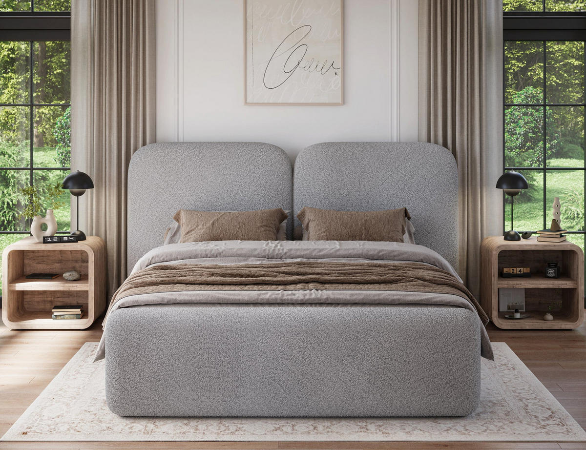 POLSTERBETT Ollival 140x200 cm mit Bettkasten und Metallrahmen – Modernes Designbett ohne Matratze - Grau, Kunststoff (140/200cm) - Wohnideebilder