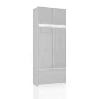 KLEIDERSCHRANK Weiß, Hellgrau Glanz 90x51x234 cm - Hellgrau/Weiß, Holzwerkstoff (90/234/51cm) - Akord