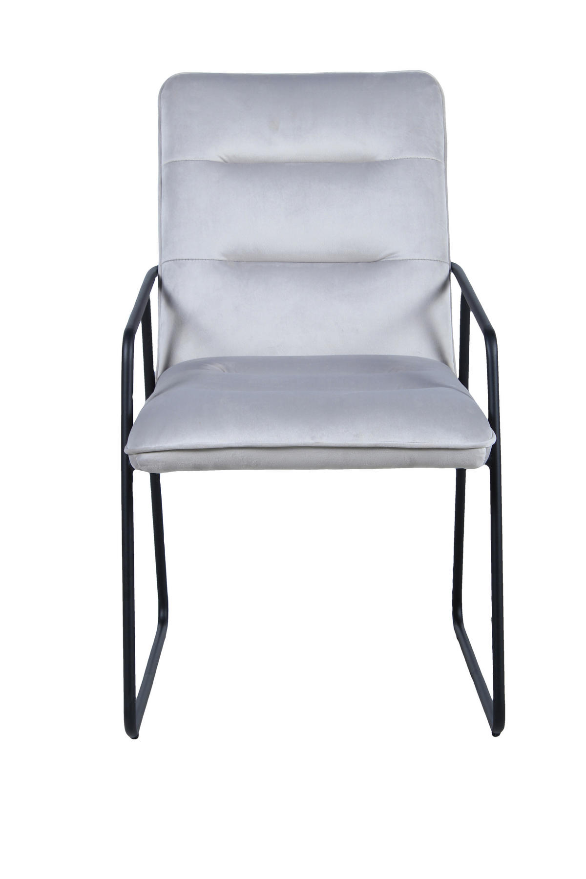 ESSZIMMERSTUHL Thea Samt - Sitzfläche und Rükenlehne gepolstert - 2er Set - Hellgrau, Metall (52/88/66cm) - TPFLiving