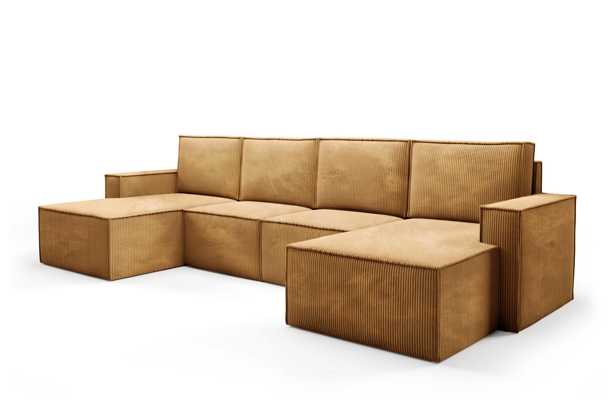 WOHNLANDSHAFT Orto Gelb - Gelb, Holzwerkstoff/Textil (320/93/142cm) - Bettso