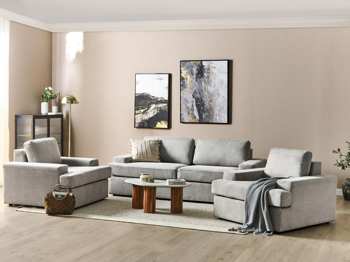 5-SITZER-SOFA SET hellgrau Alla - Grau, Textil (112/112/208cm) - Beliani