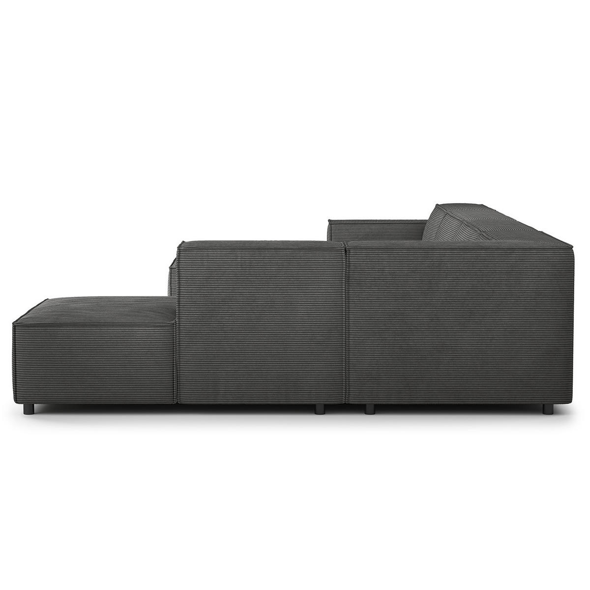 WOHNLANDSCHAFT mit Longchair & Ottomane - Anthrazit/Schwarz, Kunststoff/Textil (369/70/234cm) - home24