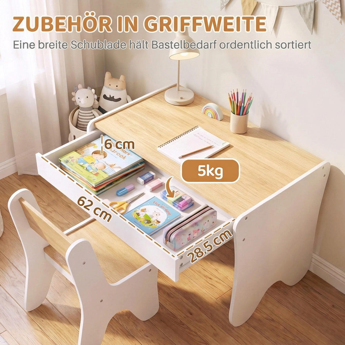 KINDERSITZGRUPPE 2er Set Spanplatte MDF Weiß - Weiß, Holzwerkstoff (45/51/69.5cm) - AIYAPLAY