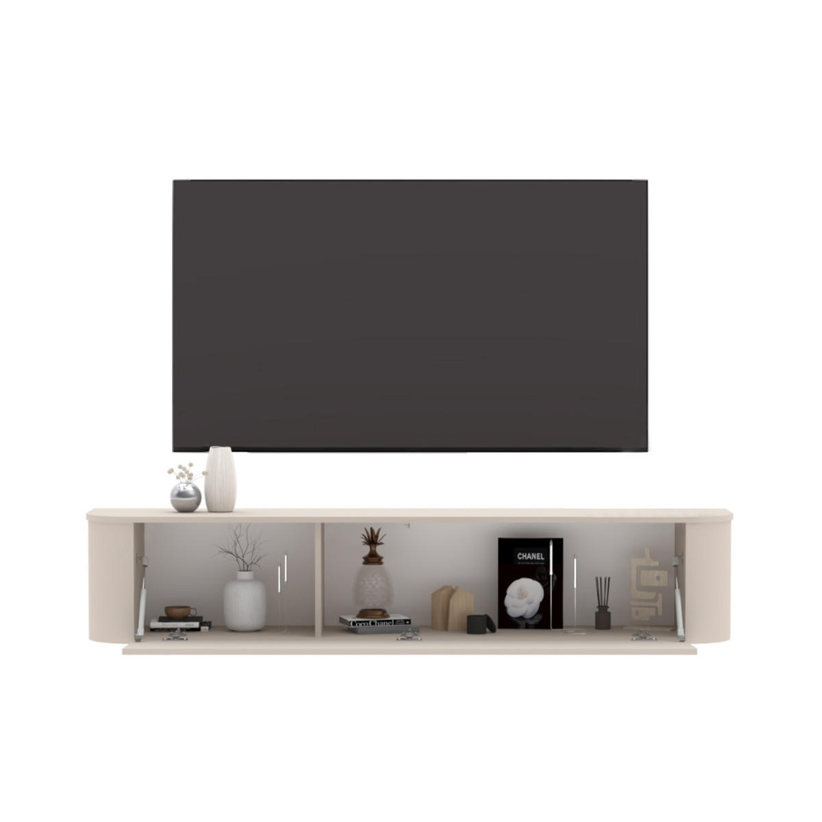 TV-MÖBEL wandhängendes Klappe Cashmere 180/37/33 cm - Beige, Holzwerkstoff (37/33/180cm) - Calicosy