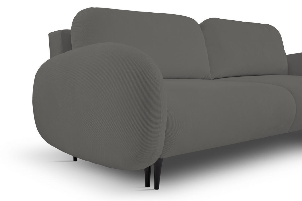 SOFA SOFT RunAgin Mit Schlaffunktion Und Bettkasten, PUR-Schaum, Schwarze Kunststofffüße, lose Rückenkissen, freistehend, 232x109x95 cm Dark grey - Dunkelgrau, Holz/Textil (232/95/109cm) - DomoHome