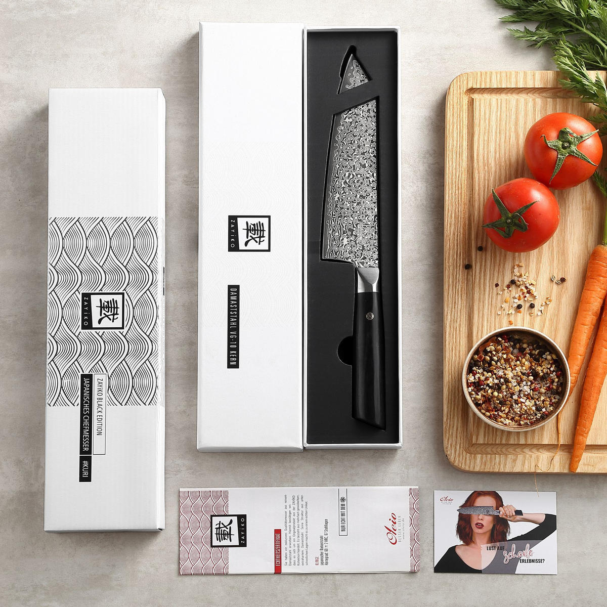 KIRITSUKE-MESSER 20 cm - Schwarz, Holz/Metall (33cm) - Zayiko