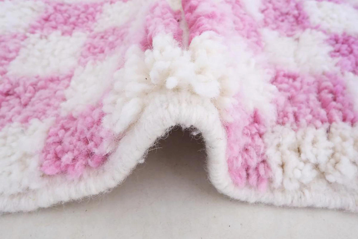 BERBERTEPPICH mit Karomuster aus Wolle 200x 300 cm - Pink, Naturmaterialien (200/300cm) - AFK Living