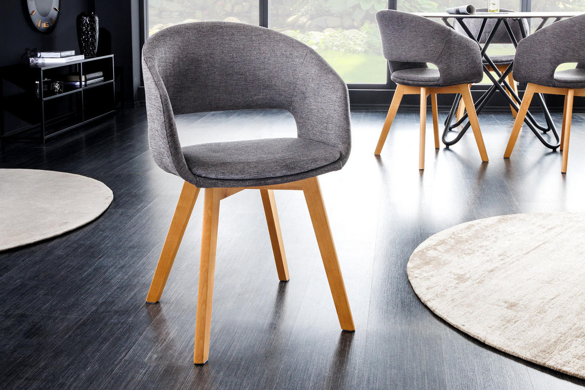 STUHL NORDIC STAR Strukturstoff Grau 80 cm - Braun/Grau, Holz/Textil (54/80/54cm) - riess-ambiente