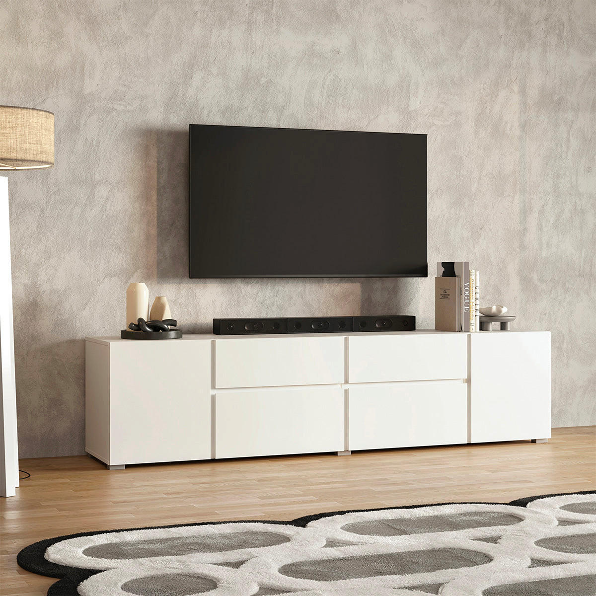 TV STOLÍK Maxis Biela - biela, kompozitné drevo (195/48/40cm) - Petits-meubles