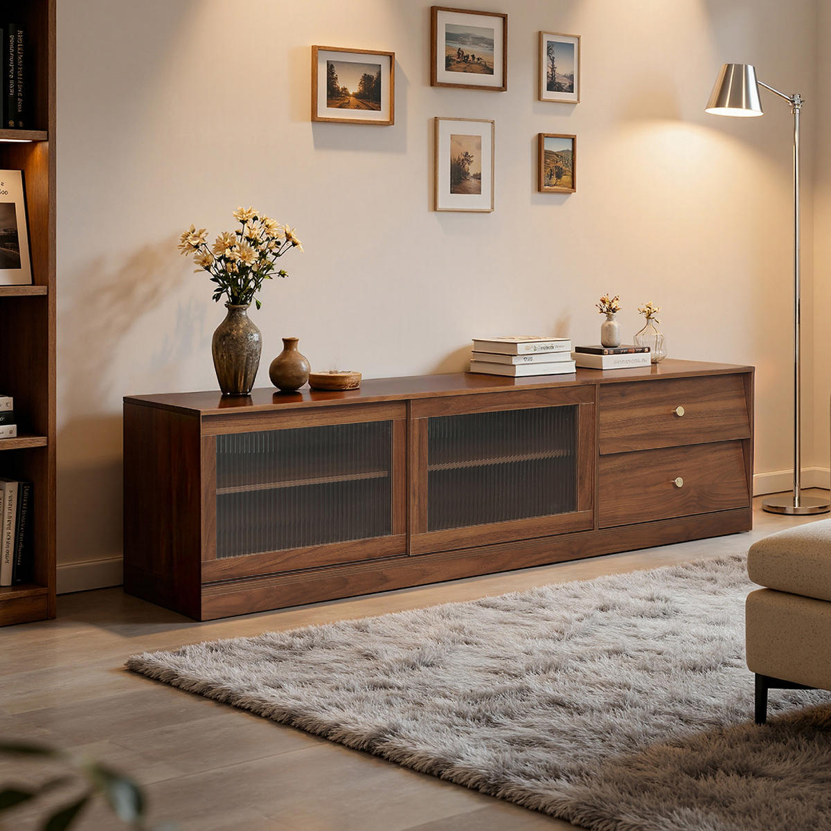 TV-SCHRANK, B160 x T40 x H45 cm - Braun, Holz (160/45/40cm) - Hometopia