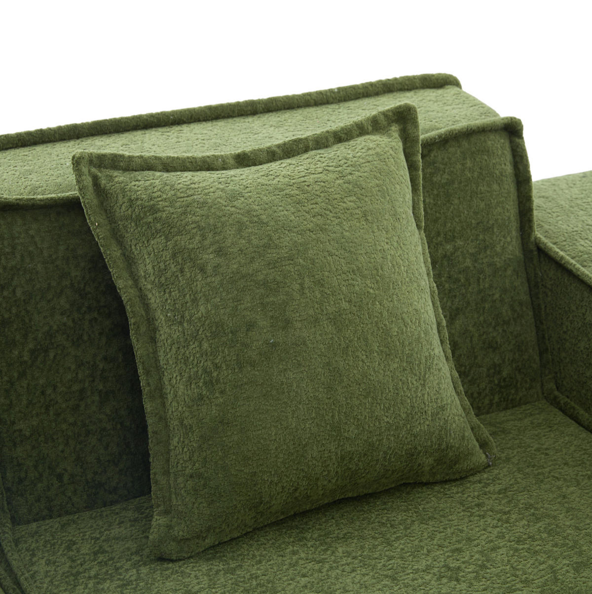 2-SITZER-SOFA aus Chenille 162x78x66 cm Grün mit 2 Kissen, Seitentaschen und modularem Design - Grün, Textil (162/66/78cm) - Modfu