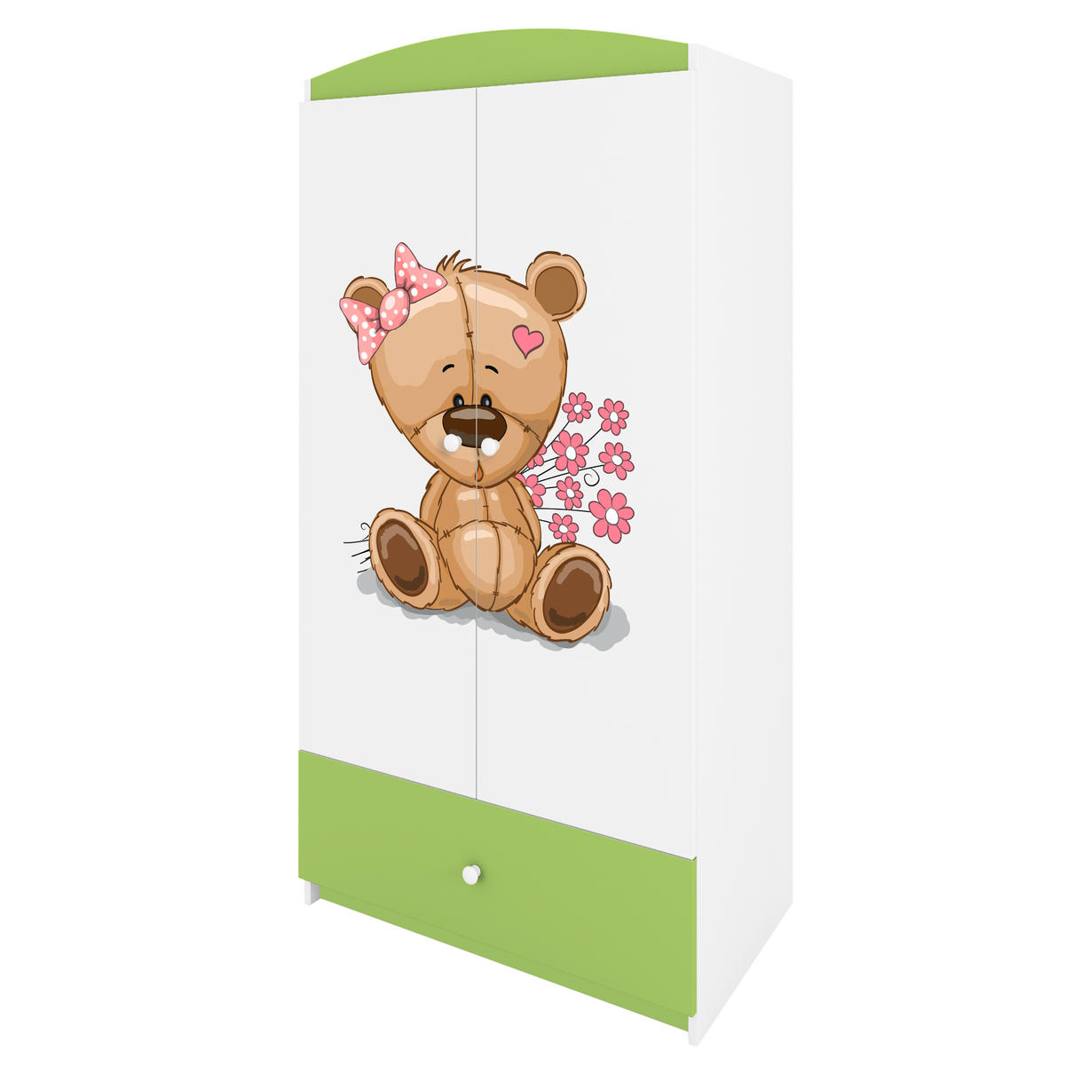 KINDERKLEIDERSCHRANK Teddybär II - Grün, Holzwerkstoff (90/175/52cm) - RAUMHIRSCH FURNITURE