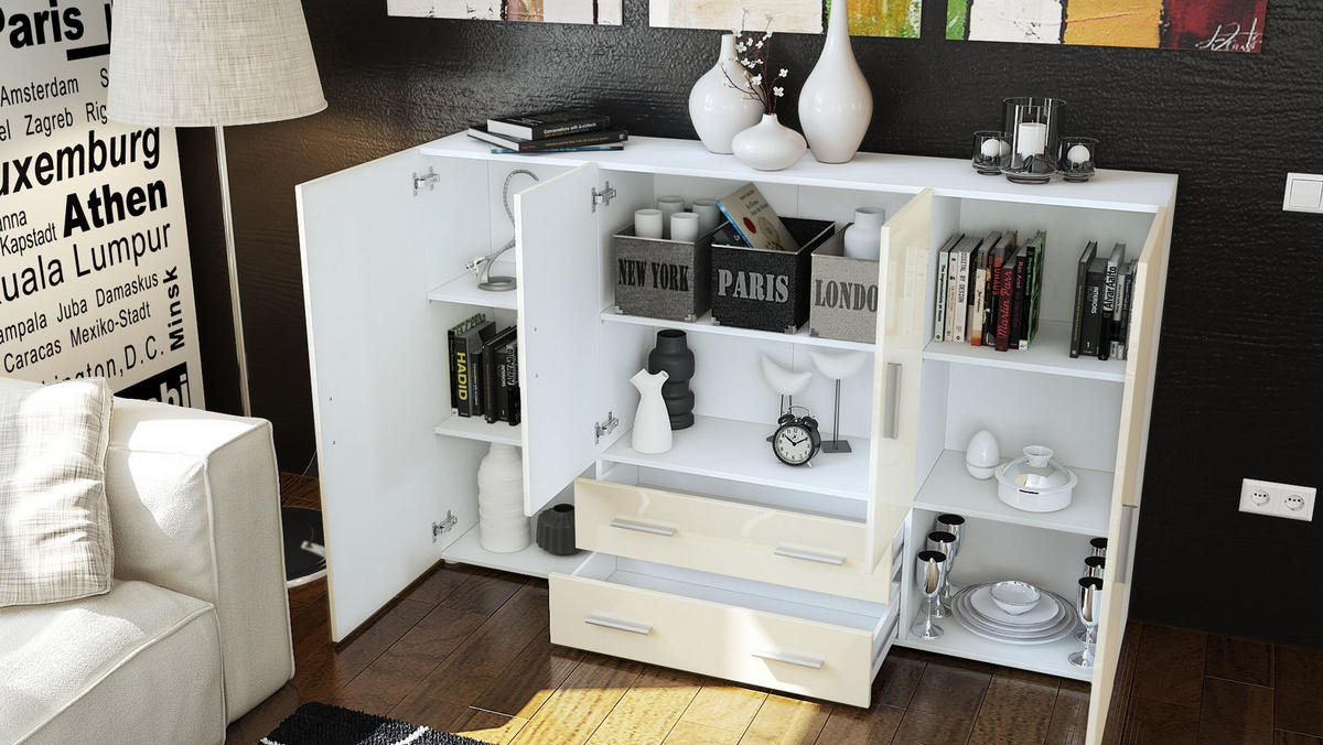 HIGHBOARD Nora Front in Grau Hochglanz - Grau, Holzwerkstoff (166/106/35cm) - Vladon