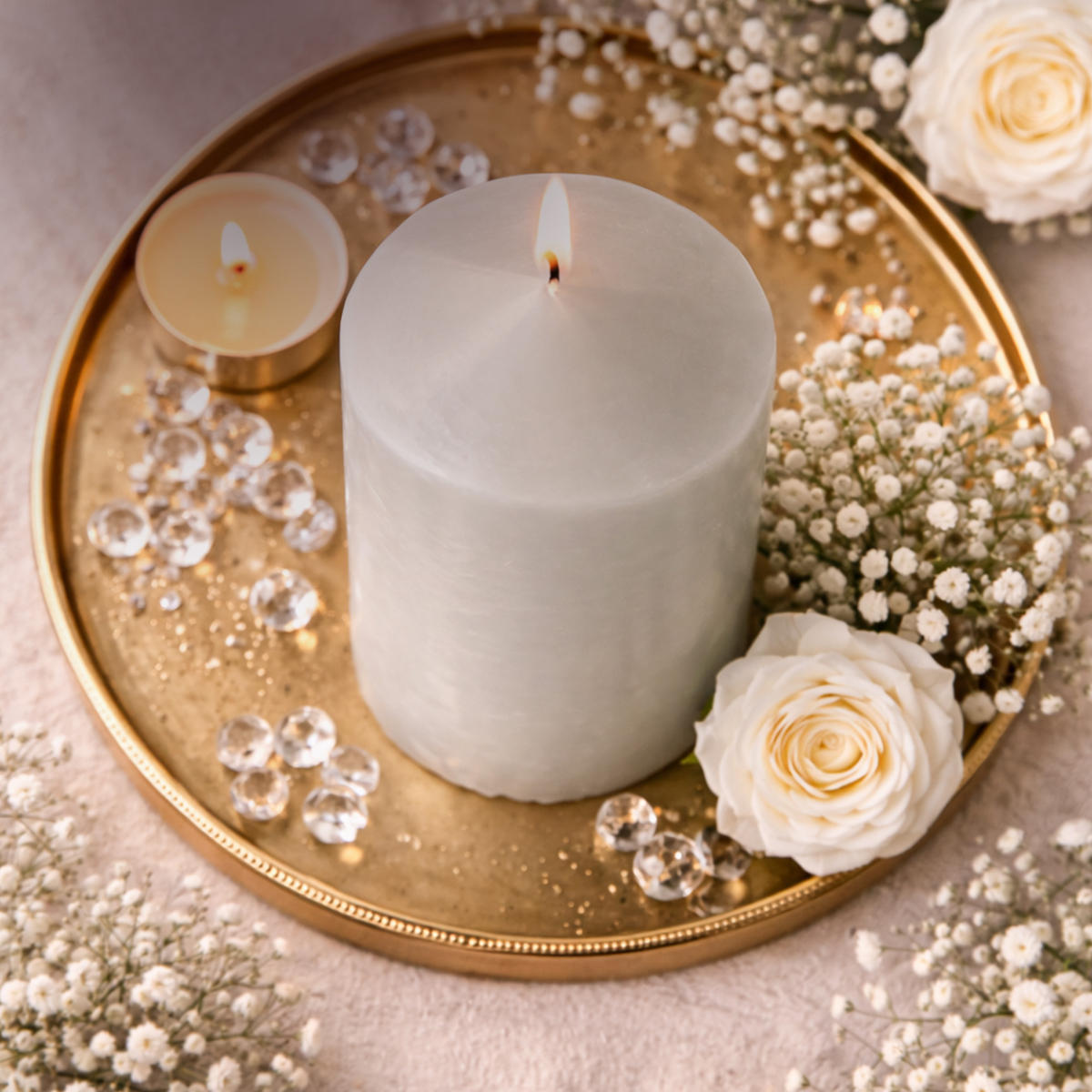 STUMPENKERZEN Ø7cm x 15cm Taupe (4er Pack) - Taupe, Naturmaterialien (15cm) - HS Candle