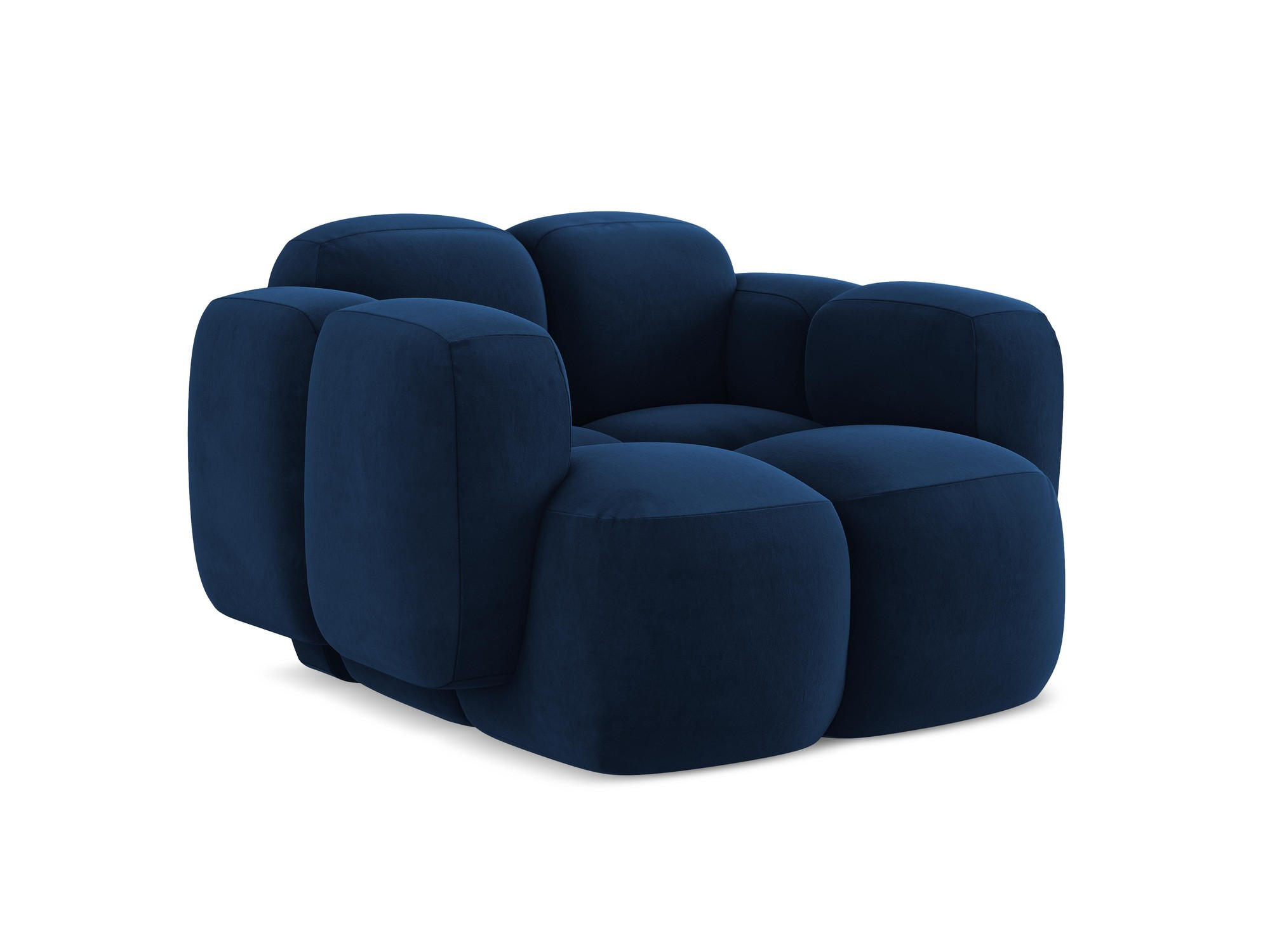 SESSEL Samt Stoff Blau - Blau/Schwarz, Holzwerkstoff/Kunststoff (120/72/115cm) - Makamii