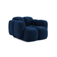 SESSEL Samt Stoff Blau - Blau/Schwarz, Holzwerkstoff/Kunststoff (120/72/115cm) - Makamii