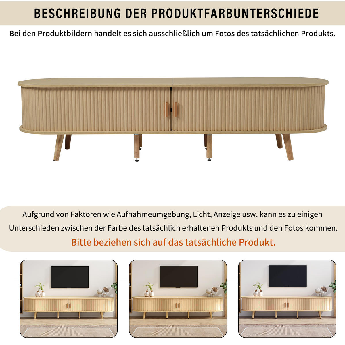 TV-LOWBOARD Holzdekor Helles-Walnussholz 175/40/42 cm - Eichefarben, Holz (175/42/40cm) - PANGIVO
