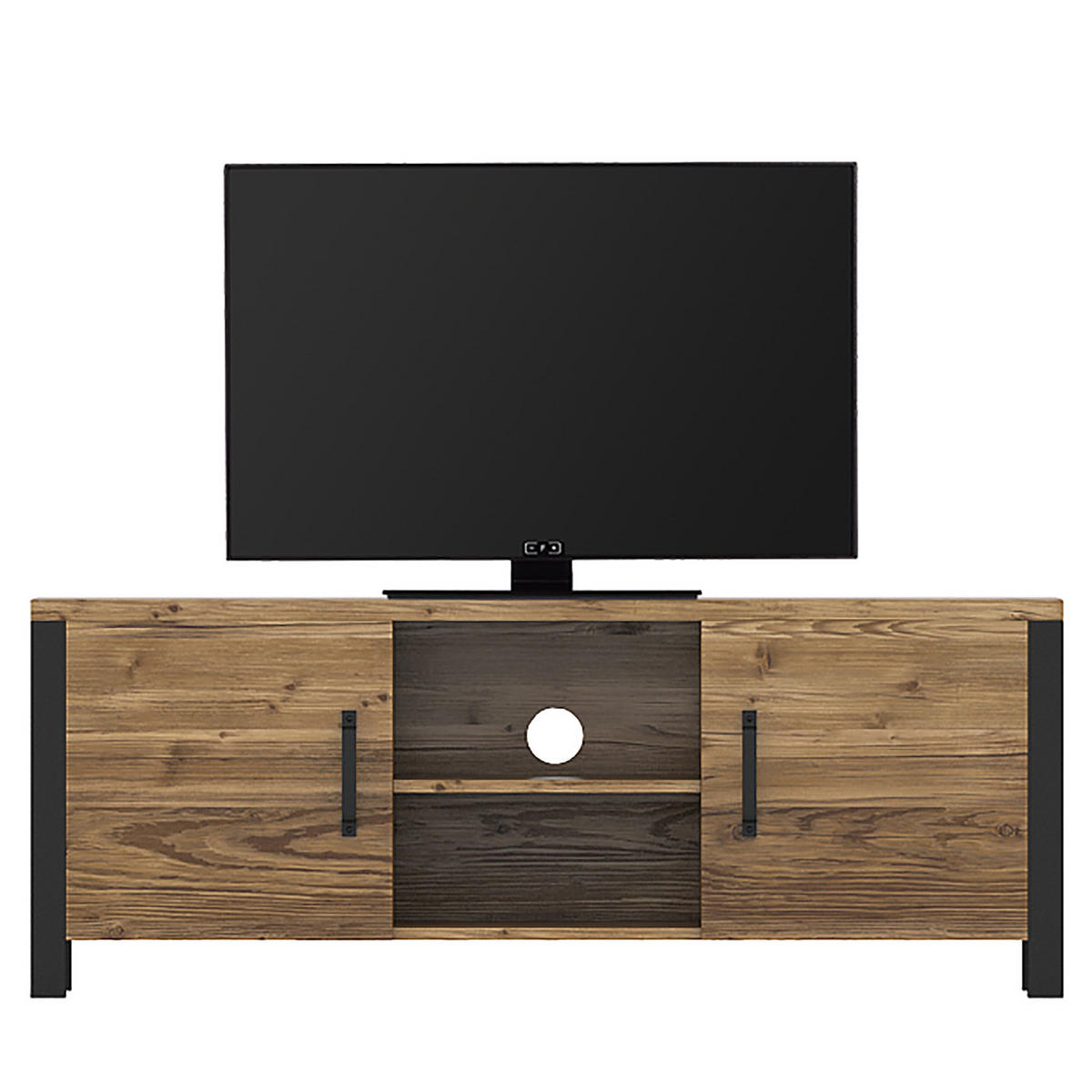 TV-LOWBOARD - Fichtefarben/Schwarz, Holzwerkstoff/Kunststoff (147/57/43cm) - home24