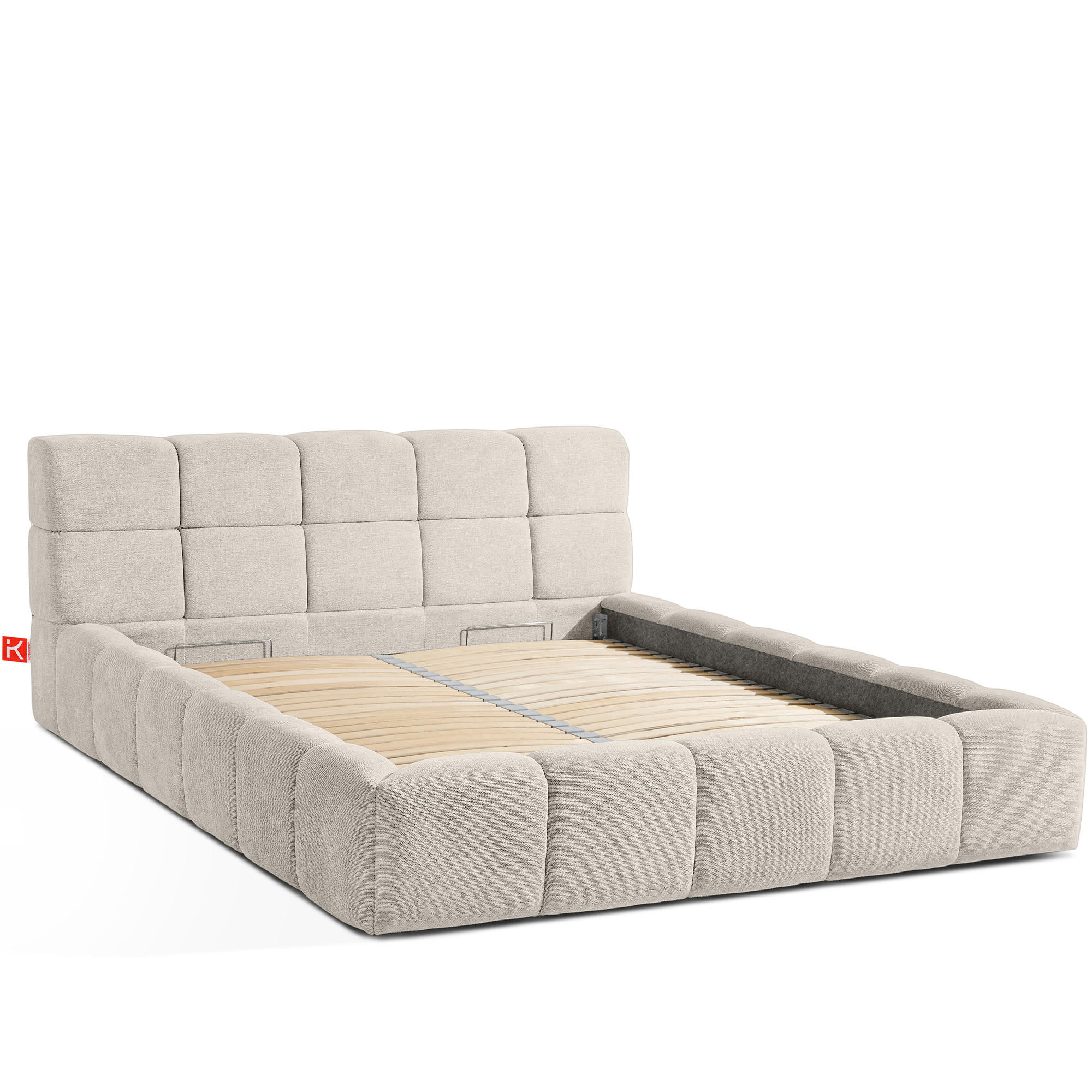 POLSTERBETT AERI 160x200 mit Bettkasten und Rahmen, ecru - Ecru, Holz/Holzwerkstoff (160/200cm) - KONSIMO®