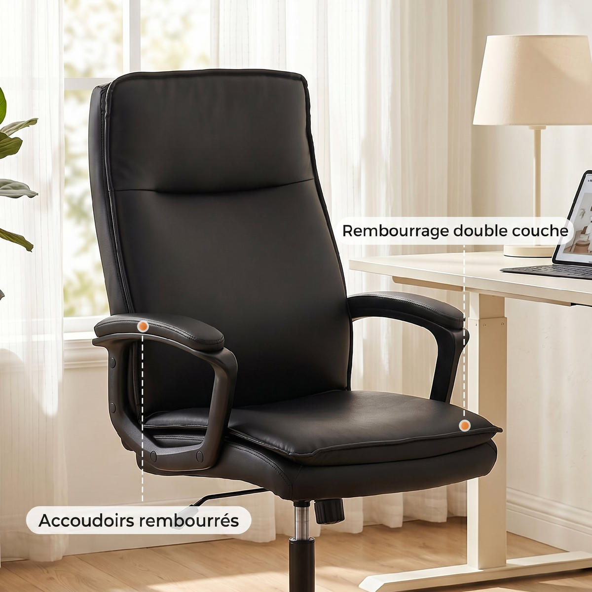 BÜROSTUHL Schwarz, Höhenverstellbar, Drehbar 360°, 85/55/55 cm - Schwarz, Metall (70/119/66cm) - PANGIVO