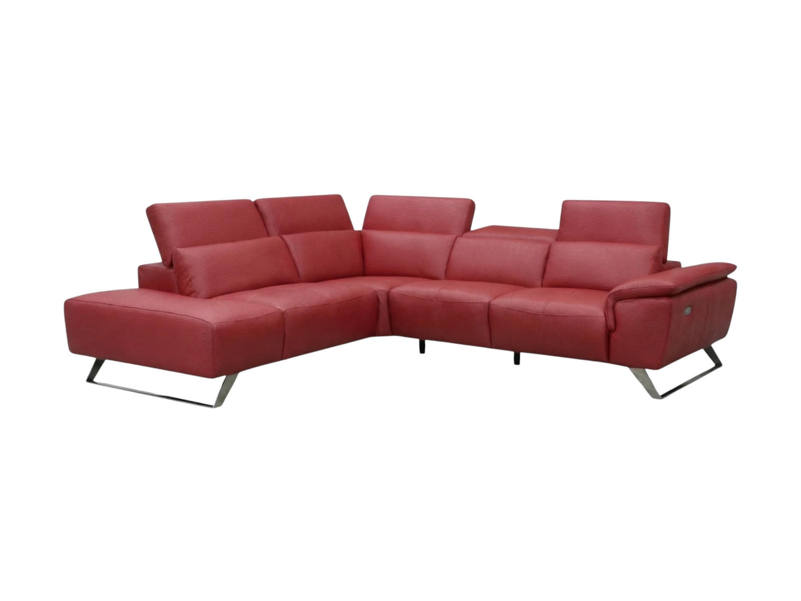 ECKSOFA Predator Echtleder Rot - Rot, Leder/Metall (230/270cm)
