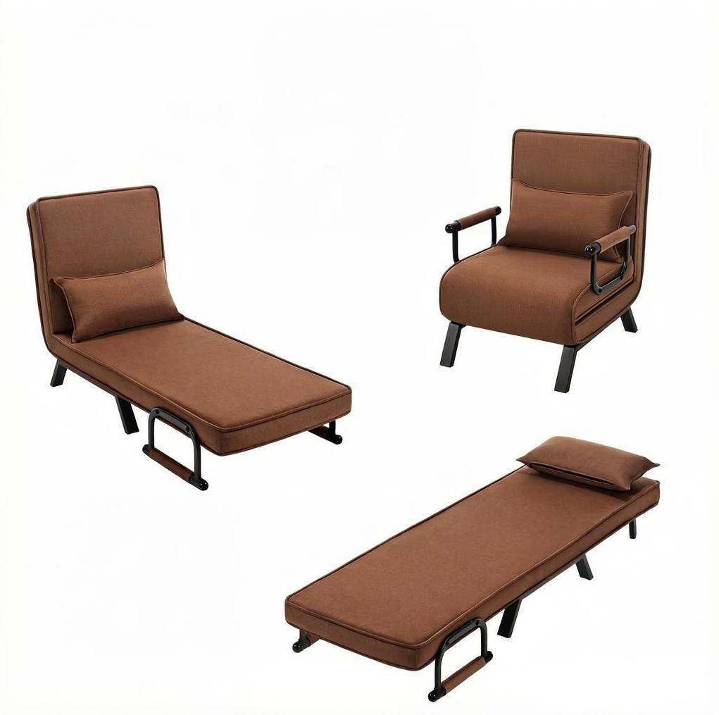 SCHLAFSESSEL 65/78/75 cm in Braun, 3-in-1 mit Schlaffunktion - Braun, Metall (65/78/75cm) - BEAOK