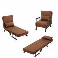 SCHLAFSESSEL 65/78/75 cm in Braun, 3-in-1 mit Schlaffunktion - Braun, Metall (65/78/75cm) - BEAOK