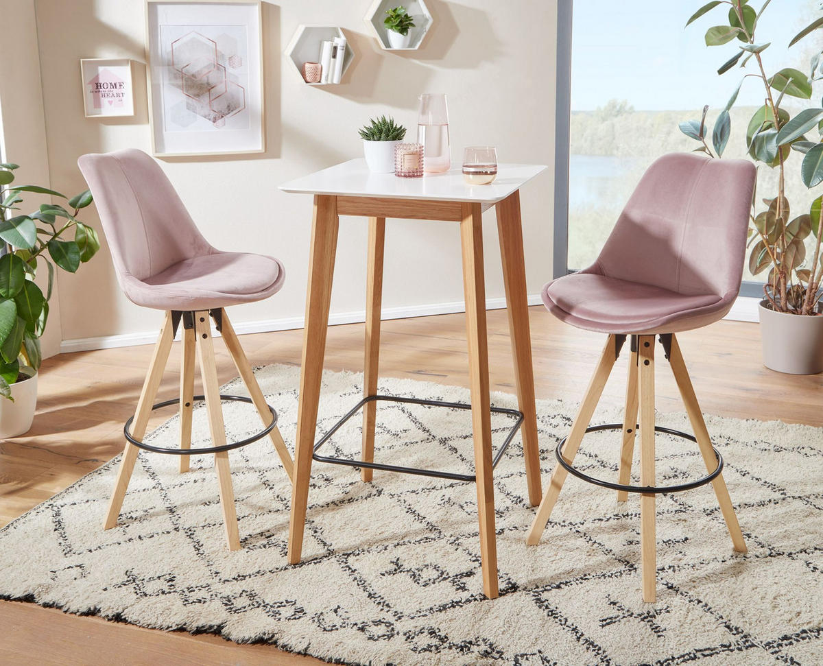 BARTISCH – Skandinavisch, Eichenbeine, quadratisch, 50 kg Belastbarkeit - Weiß/Braun, Eichenholz/Holz (60/110/60cm) - KADIMA DESIGN