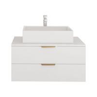 WASCHBECKENSCHRANK Mogares - Goldfarben/Weiß, Holzwerkstoff/Metall (81/40/46cm) - MIRJAN24