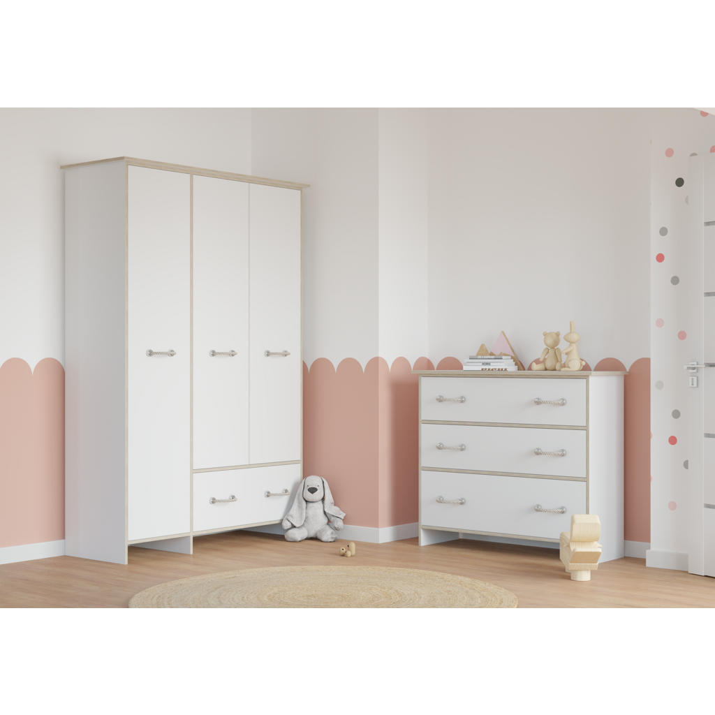 Thumbnail - Möblo Drehtürenschrank, Weiß, Holzwerkstoff, 1 Schubladen, Rechteckig, 133x200x50 cm, Schlafzimmer, Kleiderschränke, Dre...