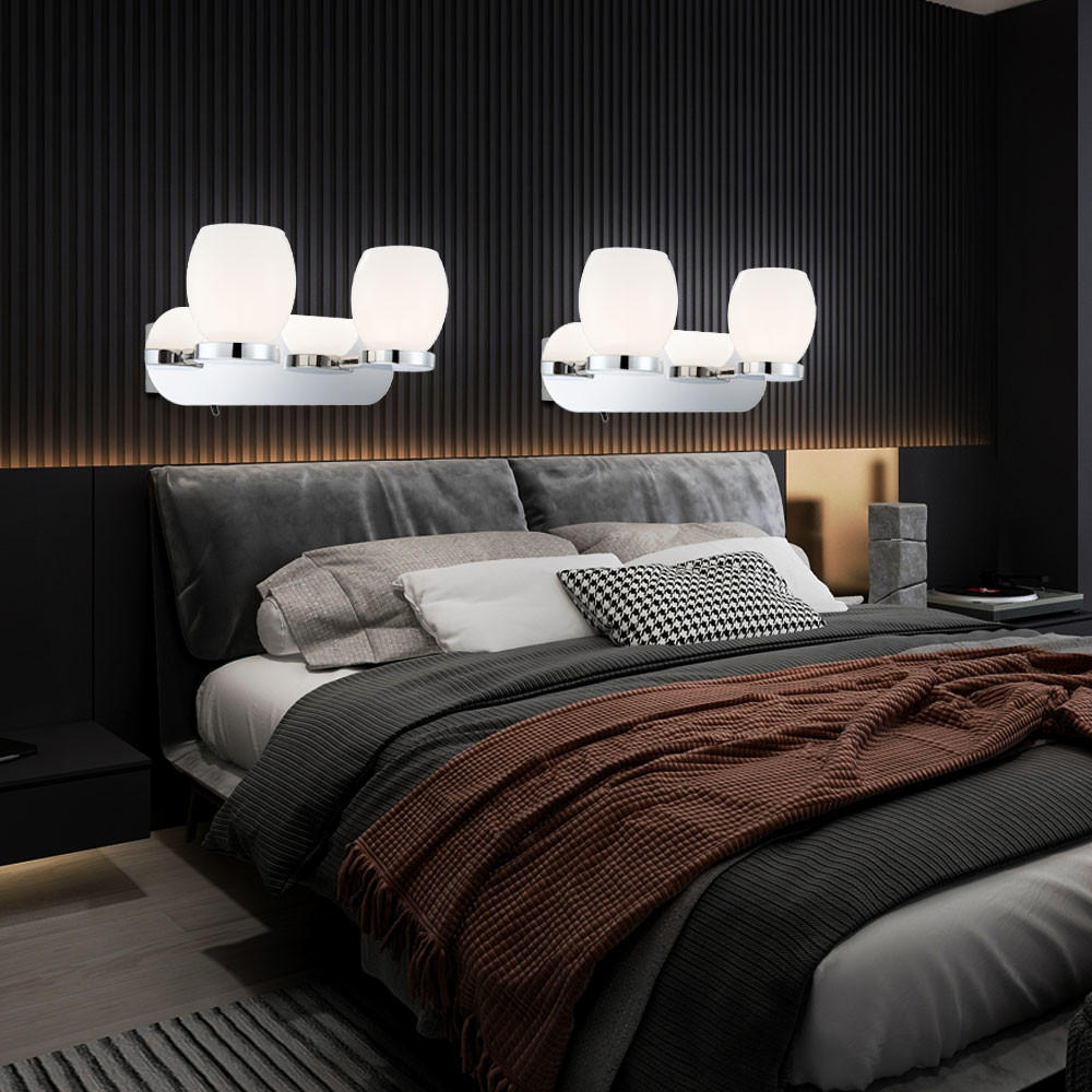 LED WANDLEUCHTE Dano Metall Silber 2-Flammig - Silberfarben, Glas (25/10/11cm) - Globo Lighting