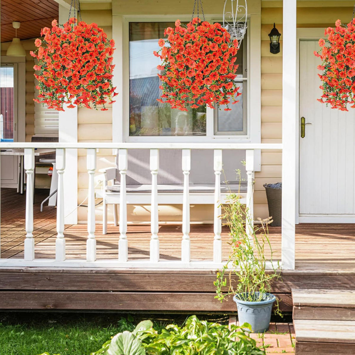 KUNSTBLUME 2 Stück Kunstblumen Veilchen Hängend - Orange, Kunststoff (75cm) - Kaket