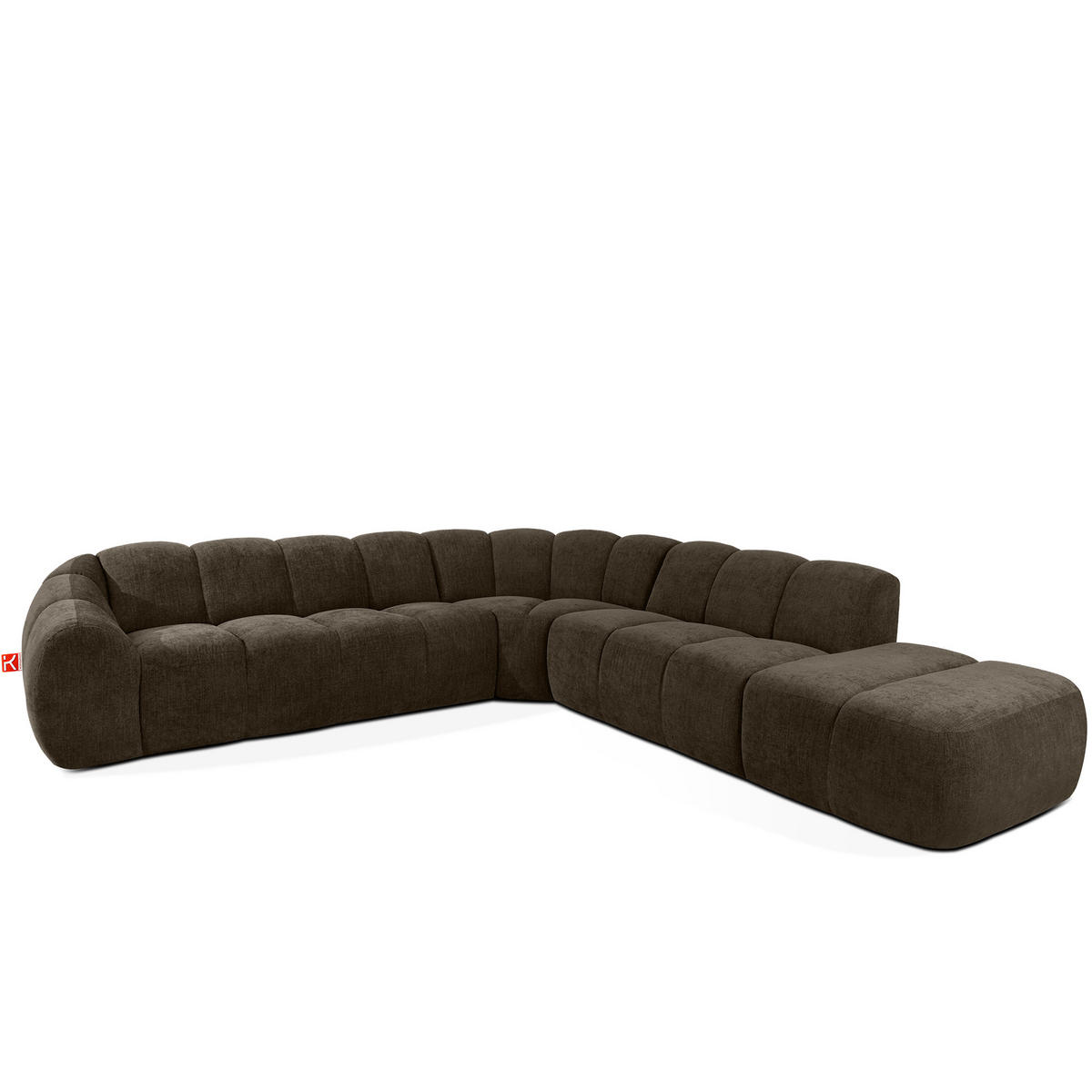 ECKSOFA RECHTS FLAVA, Braun - Braun, Holz/Holzwerkstoff (310/314cm) - KONSIMO®