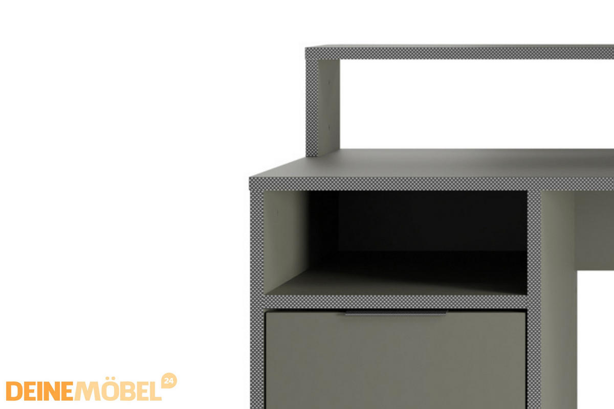GAMINGTISCH KARO L 139 / 139 cm in Graphit - Graphitfarben, Holzwerkstoff (139/139/89cm) - Deine Möbel 24