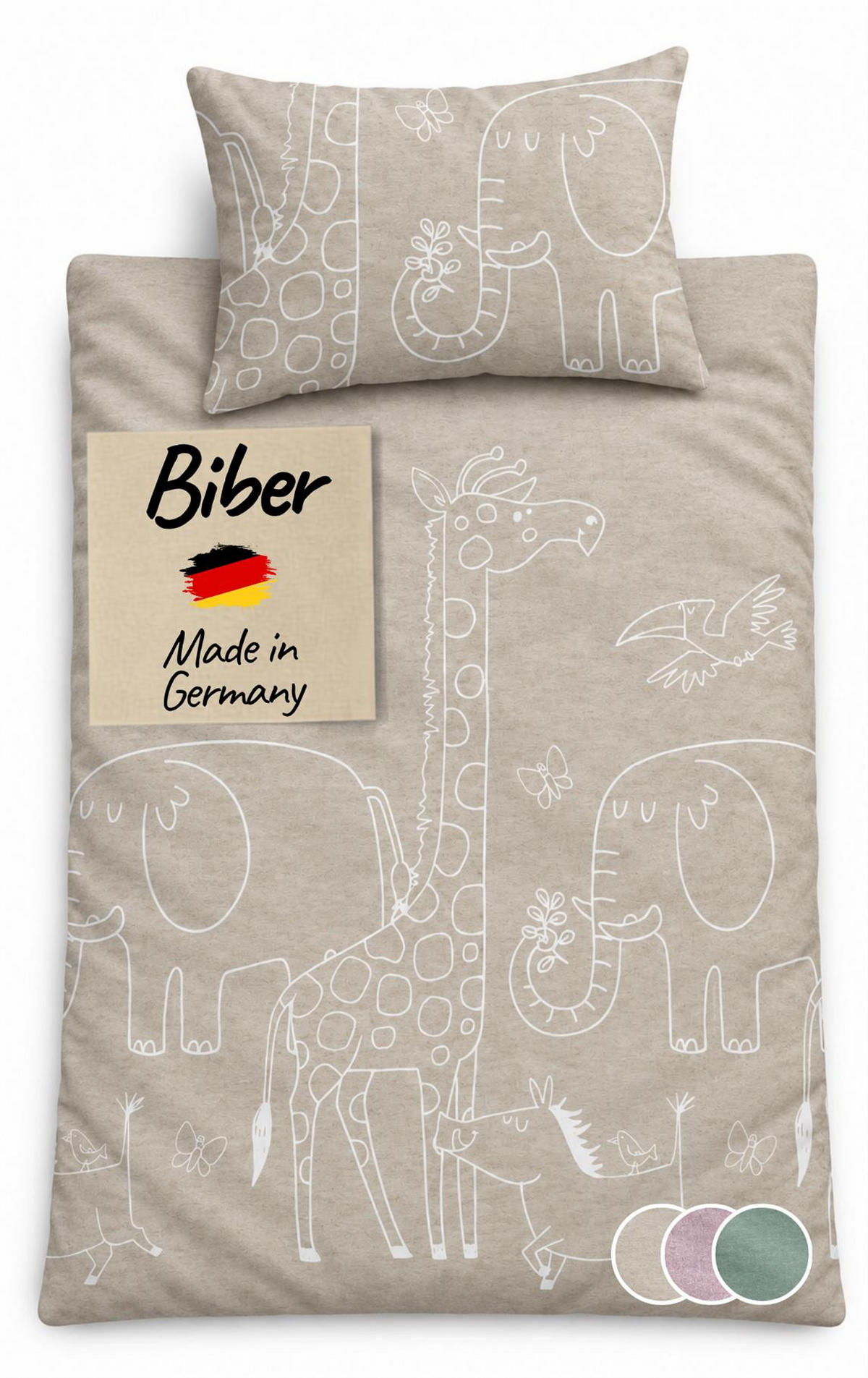 BIBER-BETTWÄSCHE 135x200 für Kinder - Made in Germany! Flauschig warmer Flanell Kinderbettwäsche aus 100% Baumwolle für Herbst & Winter - Tiere Natur - Naturfarben, Textil (135/200cm) - Carpe Sonno