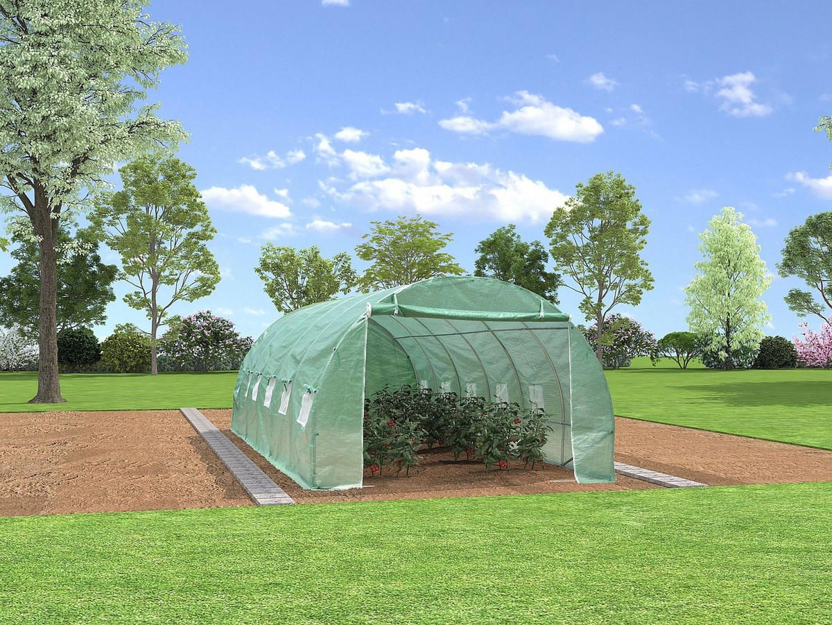 FOLIENGEWÄCHSHAUS - 600cm x 300cm - Polyethylen - grün - IPOMEA - Grün, Kunststoff (600/200/300cm) - Vente-Unique