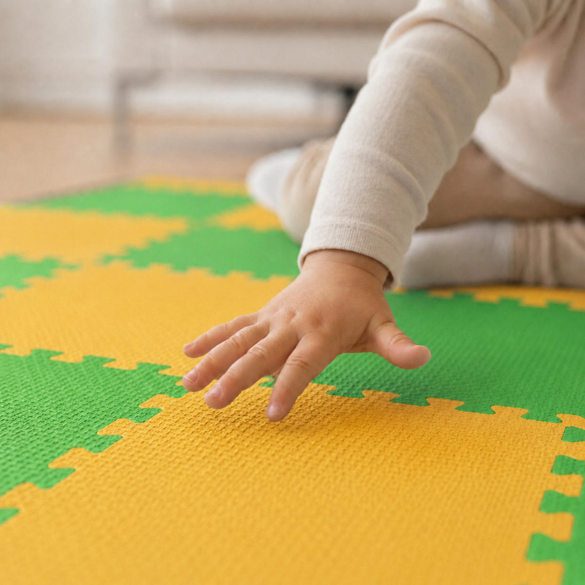 SPIELMATTE ab Null - 180/90/1 cm Puzzlematte Grün - Multicolor, Kunststoff (30/30cm) - Littletom